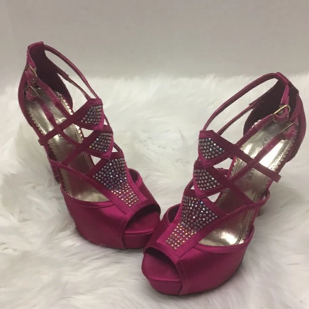 Hot Pink Sole Obsession Satin Evening Shoe